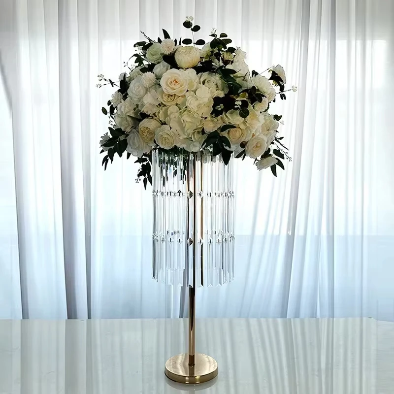5pcs Acrylic Gold Metal Flower Rack Bouquet Display Stand For Wedding Party Centerpiece Table Vase Holder Event Decoration
