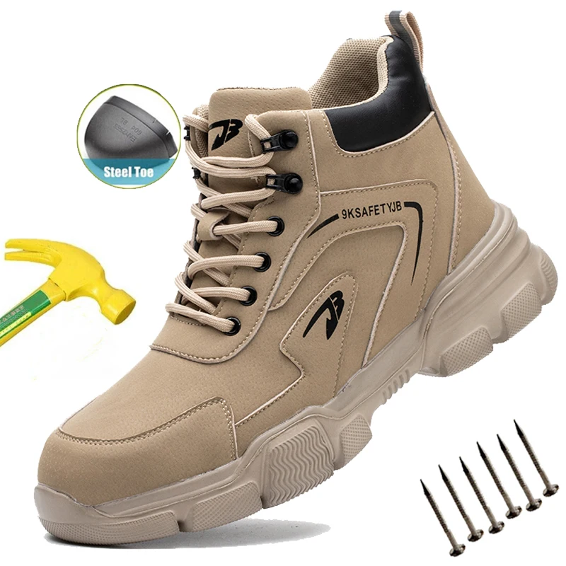 

Waterproof Safety Shoes Men Steel Toe Boots Anti-smash Anti-puncture Indestructible Protective Boots Womens Construction Shoes