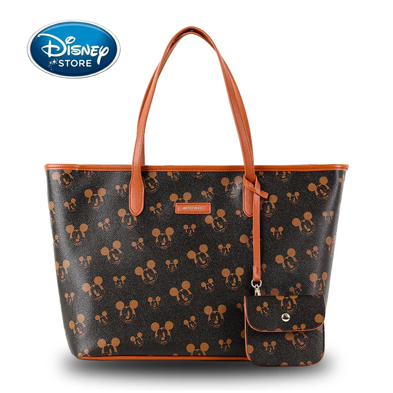 Disney Mickey High-Capacity Printed Vintage Classic Leather Handbag Tote Bag Women With Zipper Pockets For Business Work Office