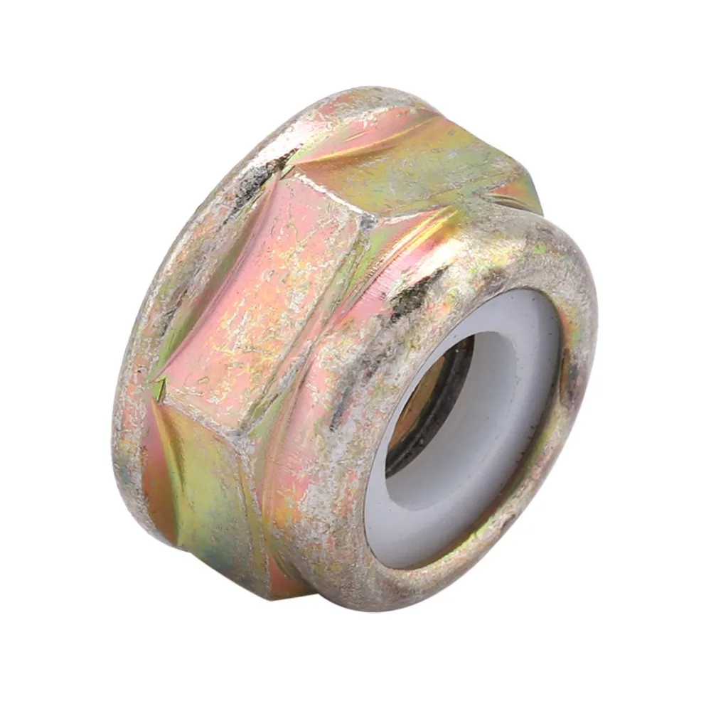 10pcs Durable Gold Blade Nut Left Hand Thread Metal Flange Nut Universal Anti-Loosening Line Replacement Parts