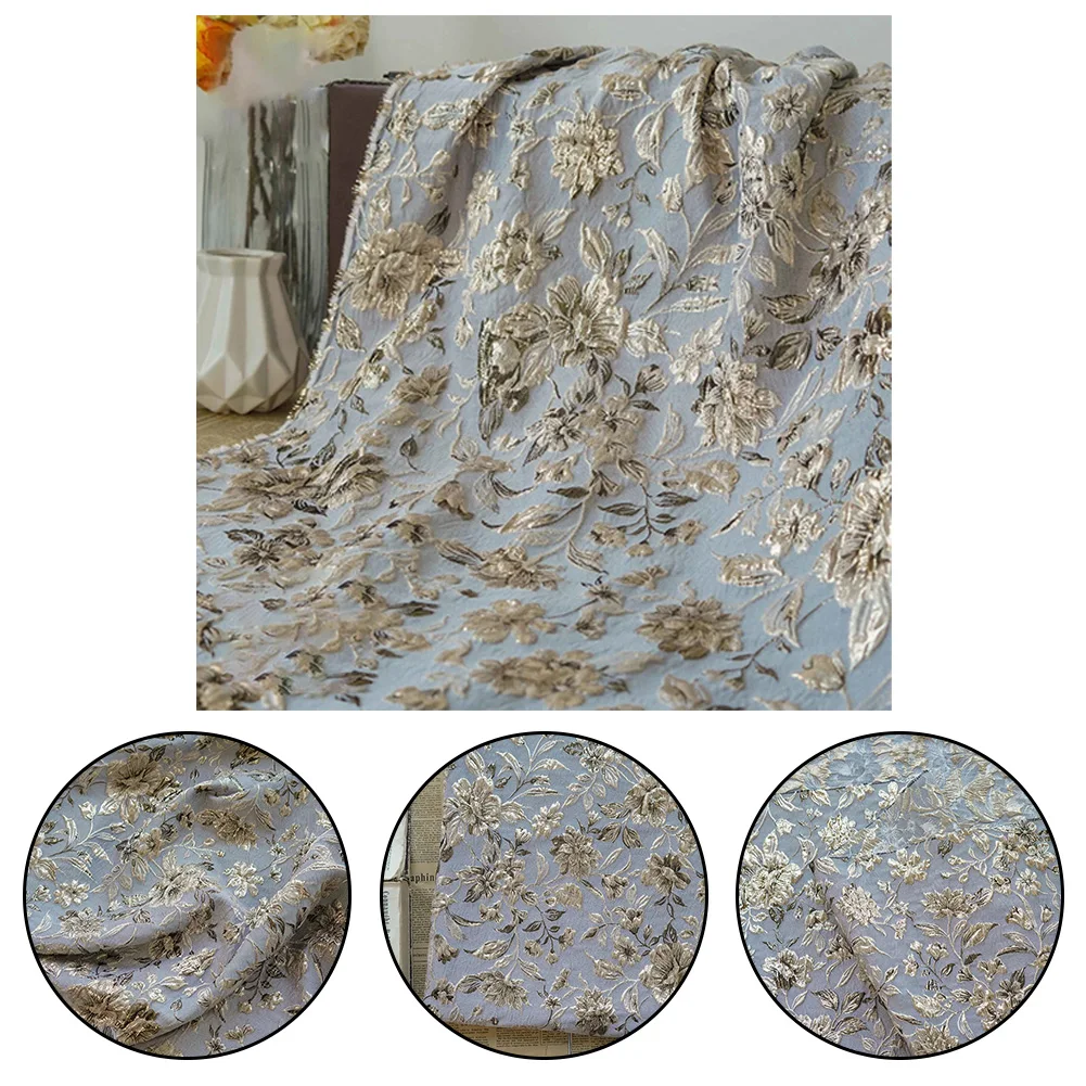 Embossed Fashion Sewing Fabric Intricate Features Gray Quality Sewing Fabric Texture Blue Charm Fashion Sewing Fabric