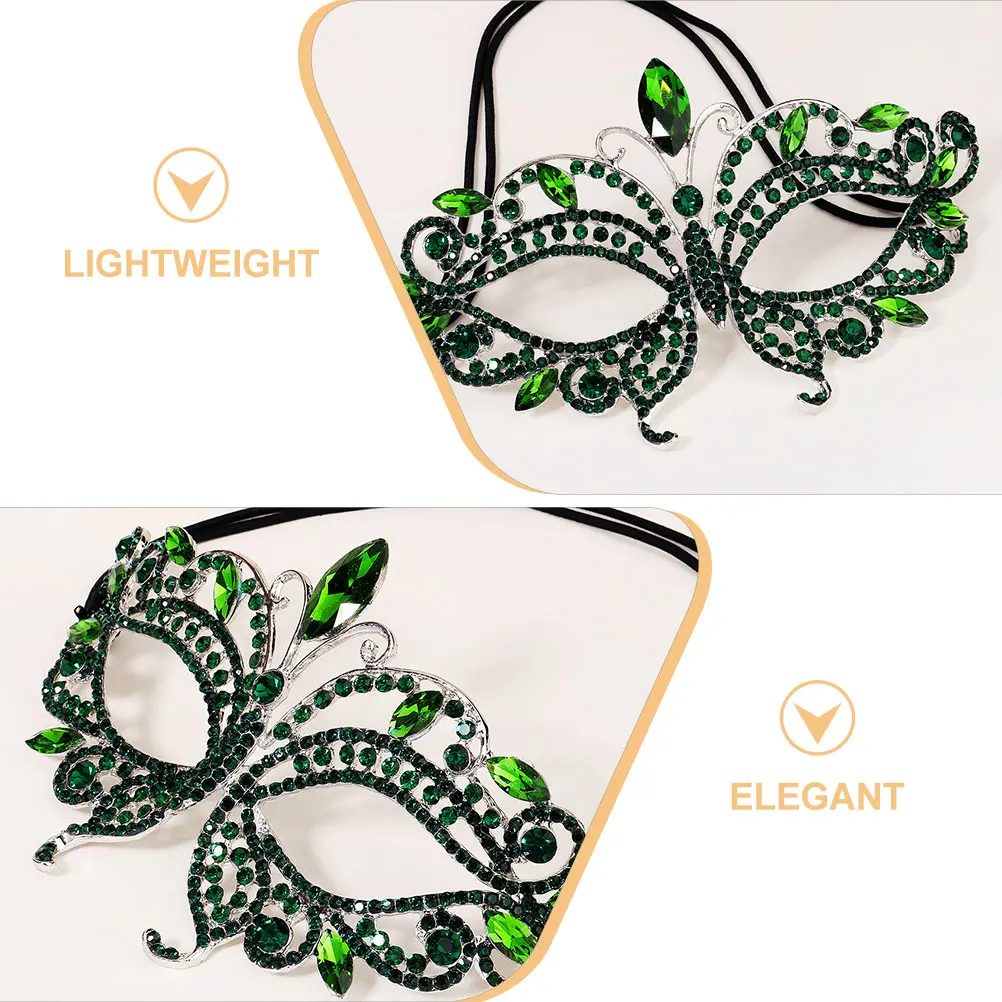 

Elegant Rhinestone Masquerade Mask Fancy Dress Party Carnival Halloween Costume Half Face Lightweight Comfortable Rope Strap