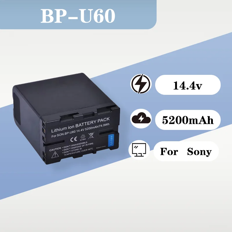 

Professional BP-U60 Battery 14.4V 5200mAh For Sony XDCAM EX Broadcast Camera PMW-100 PMW-150 BP-U90