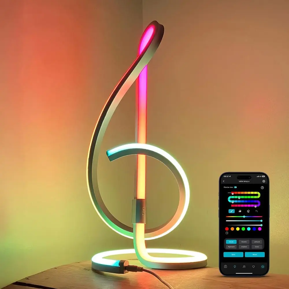 

Lepro TB2 AI Smart Table Lamp, RGB+IC Addrable LED Lamps Alexa Home Enable, APP Control DIY Color Changing ern Spiral Lamp, Musi