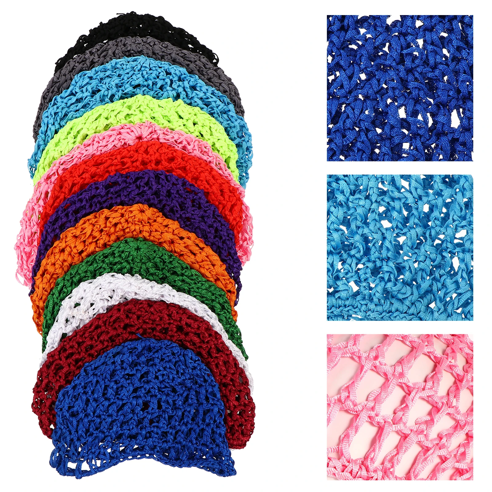

12pcs Hair Net Women Sleep Lady Net Hats Handmade Crochet Mesh Foldable Travel Lightweight Assorted Colors