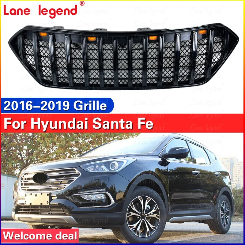 Suitable for Hyundai Santa Fe 2016 2017 2018 2019 New ABS Material modification front bumper grille Car Styling Accessories