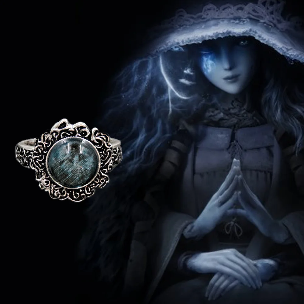 Game Elden Jewelry Ranni Cosplay Dark Moon Ring Unisex Adjustable Opening Adornment Prop Accessories Halloween Gift