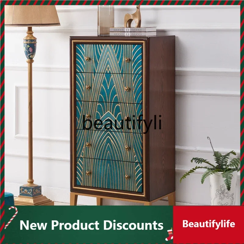 

American light luxury chest of drawers porch side cabinet solid wood storage cabinet D80