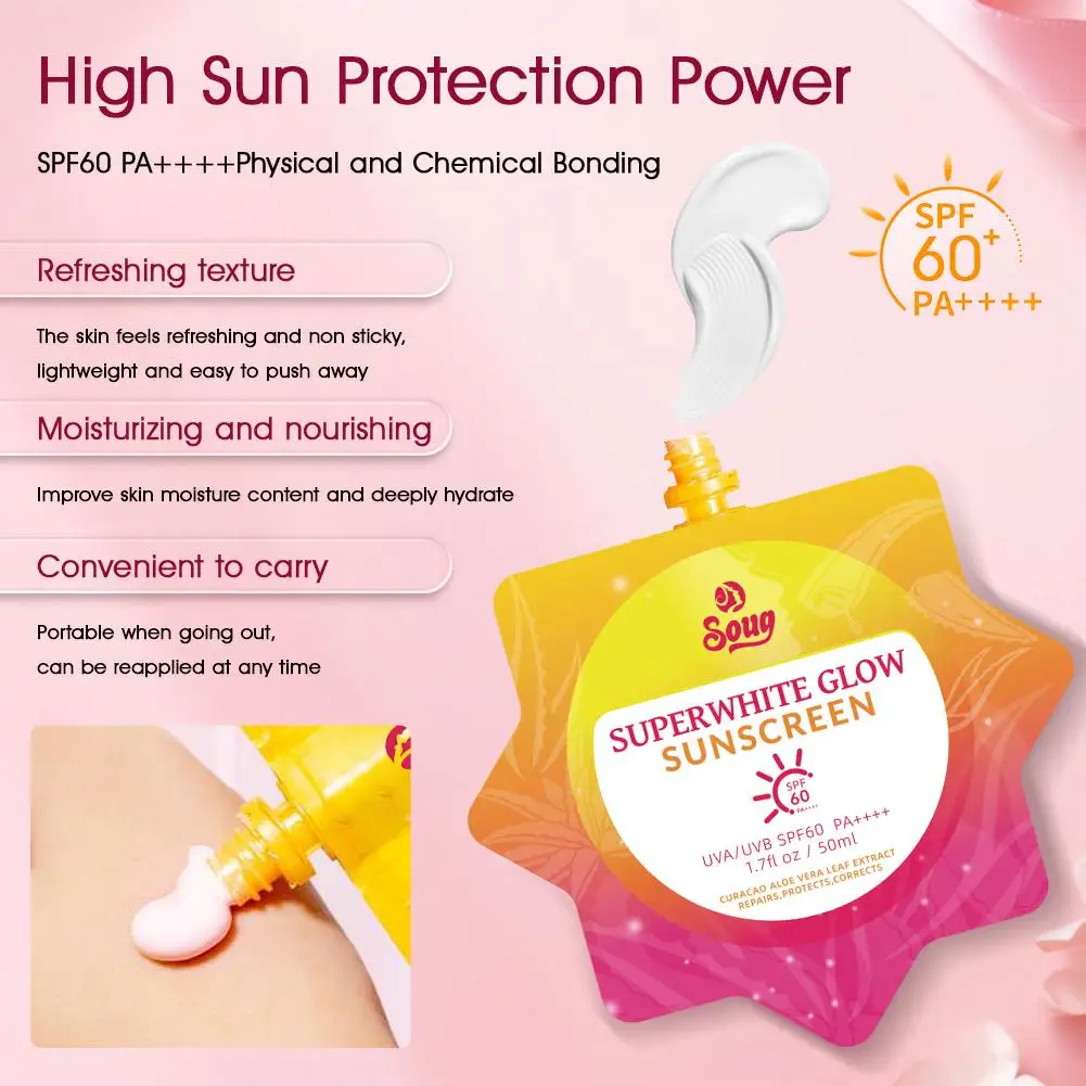 1/3/5Pcs Sunscreen Cream Mild Non-irritating High Protection Oil Control Moisturize Calm Skin Anti-sunburn Skin Care SPF 60+