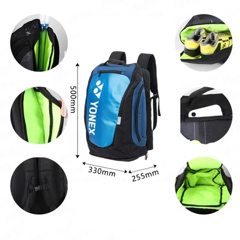 YONEX Brand Original Badminton Bag Tennis Backpack Fashion Sports Large Capacity Hold 3 Rackets for Professional Match Training