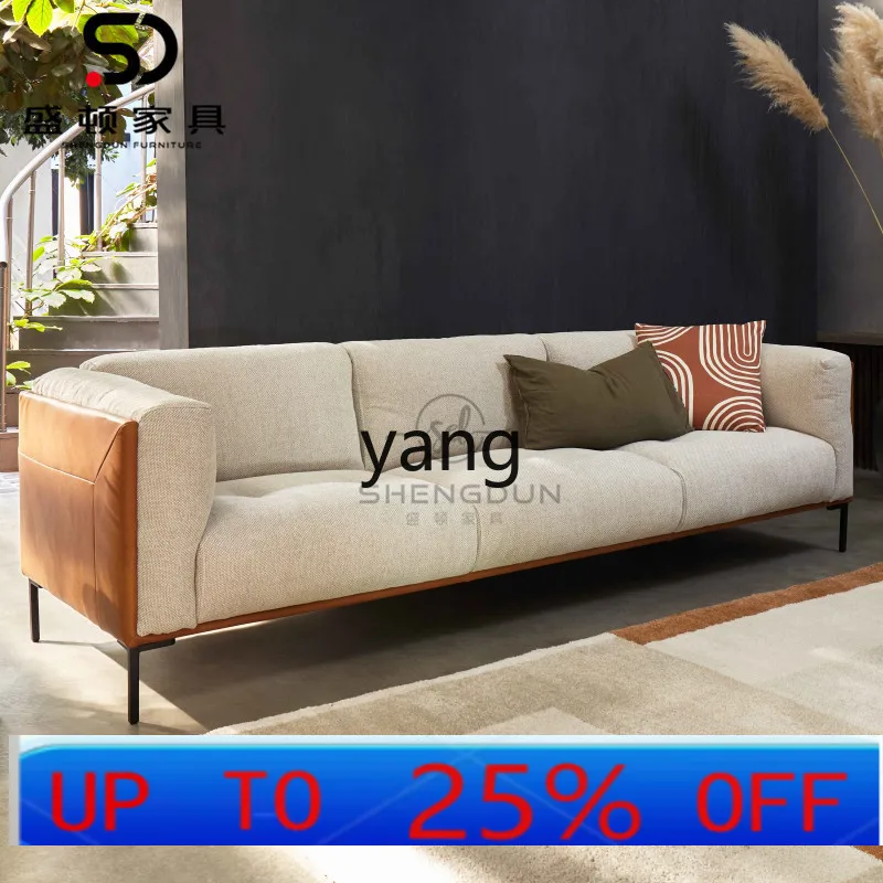 

yjq Nordic simple small apartment living room cream leather fabric combined with double light luxury sofa