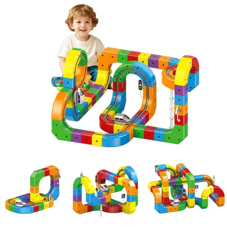 

51/81PCS Magical Track Train USB Rechargeable 3D Building Tracks Cube Rails STEM Educational Toys Christmas Birthday Gift