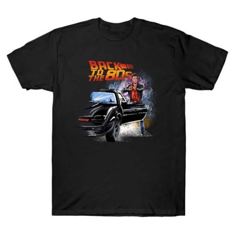 

Back to the 80s Knight Rider Retro Car Gift t shirt 100% cotton printed tee Short Sleeve Graphic Clothes All size tops S-6XL