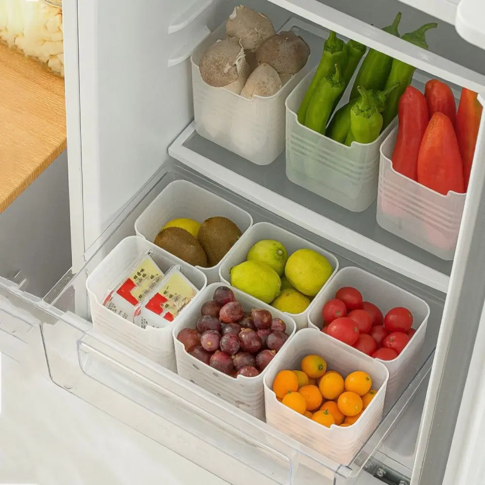 Plastic Fridge Door Storage Box Household White Fruits Fresh Preservation Box Refrigerator Organizer Bin