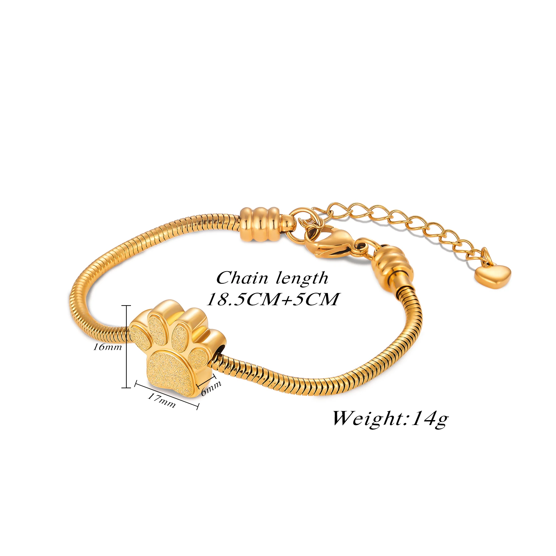Pfotenabdruck-Armband für Asche für Frauen und Männer, Edelstahl-Andenken-Armband für die Aufbewahrung von menschlicher oder tierischer Asche. – Detail 1