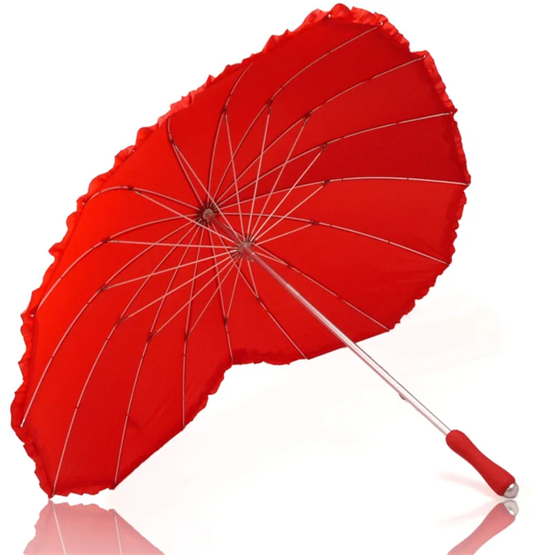 Heart Shaped Love Red Umbrella for Men and Women, Adult Bridal Wedding Gift, Waterproof, Wind Resistant, Creative, Rain