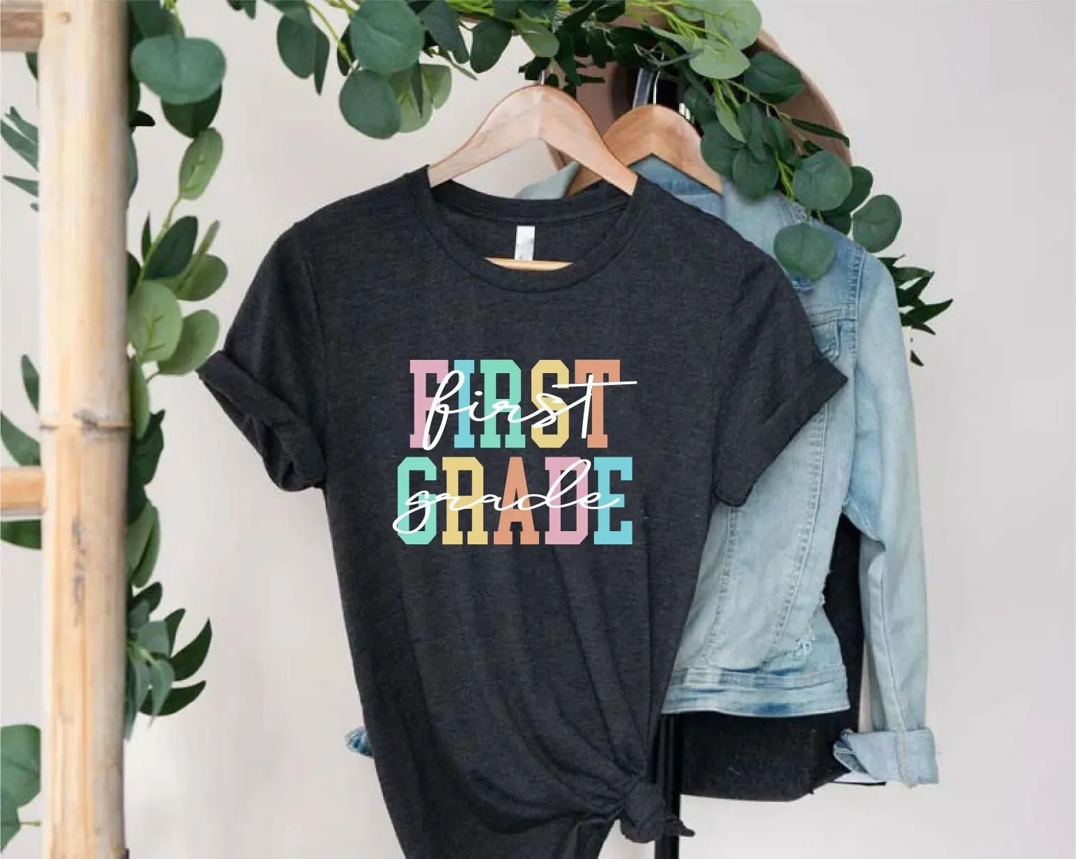 Retro First Grade T Shirt 1st Outfit Colorful Teacher Back To School Team