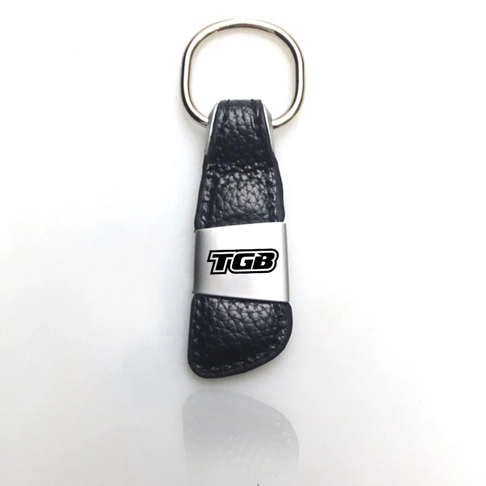 Motorcycle Emblem Genuine Leather Metal Key Chain Scooter Badge keyRing For Taiwan Golden Bee TGB BULL&T 50 Express 150 ATV