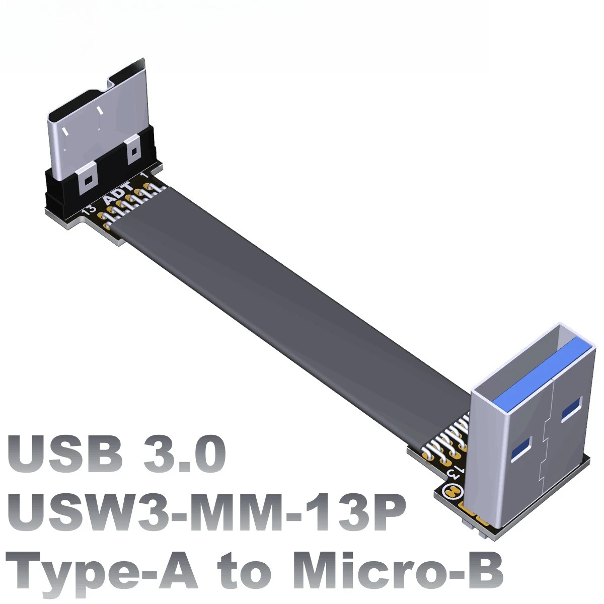 Link USB 3.0 Male To Male Flat Thin Line Type-A Transfer Micro-B Double Angle