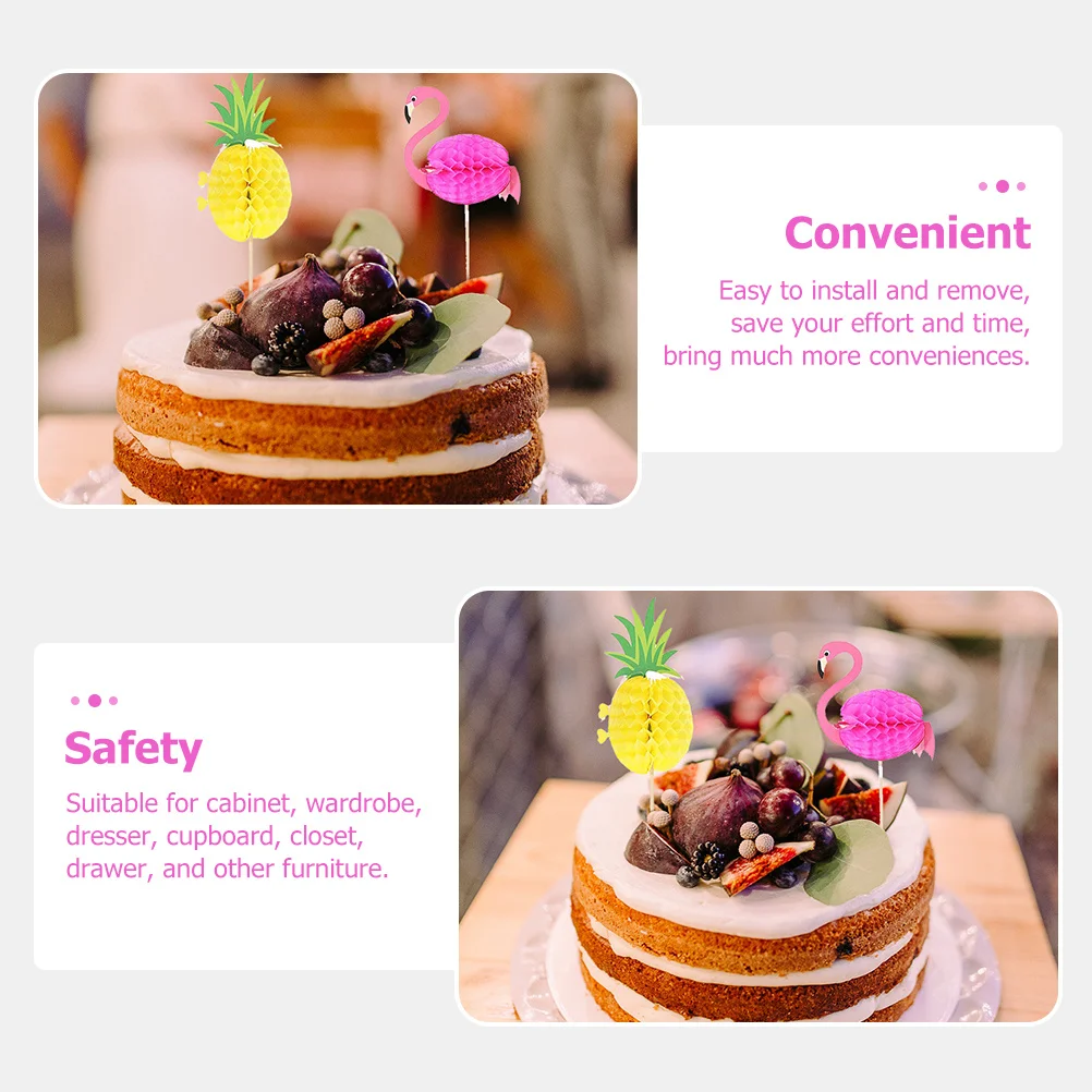 

20Pcs Pineapple Flamingo Honeycomb Picks for Birthday Party Cake Dessert Fruit Decorations Pineapple Cupcake Toppers