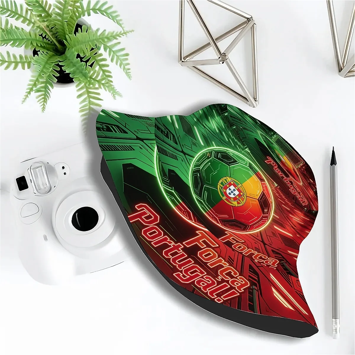 Custom 1pc Portugal Cyber Flag Soccer Hat (4) - Unisex Double-Layer Bucket with Portugal National, Suitable for Men & Women
