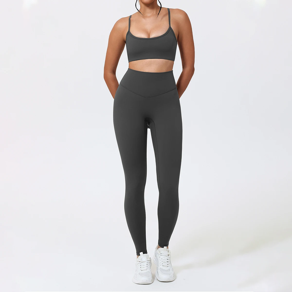 Hearuisavy 2Pcs Sports Bra Set Women Gym High Waist Running Fitness Leggings Breathable Anti-Shock Back Support Yoga Top Female