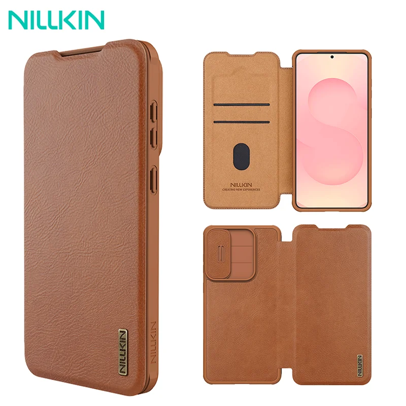 NILLKIN para Samsung Galaxy S25 Edge funda de cuero Qin Funda de cuero protección de cámara deslizante para Samsung S25 Edge Flip Cover