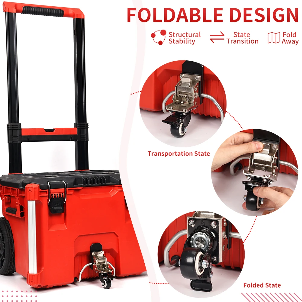 Ruote anteriori da costruzione in acciaio Cassetta degli attrezzi per imballaggio Ruota girevole Scorrevole senza sforzo Navigazione fluida Design pieghevole