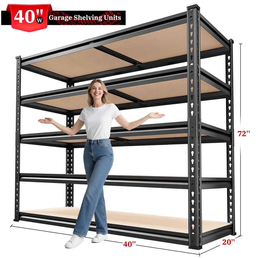 2500LBS Storage Shelves Adjustable Metal Shelving Unit 5-Tier Storage Shelf Multi-Use For Garage, Kitchen, Basement,