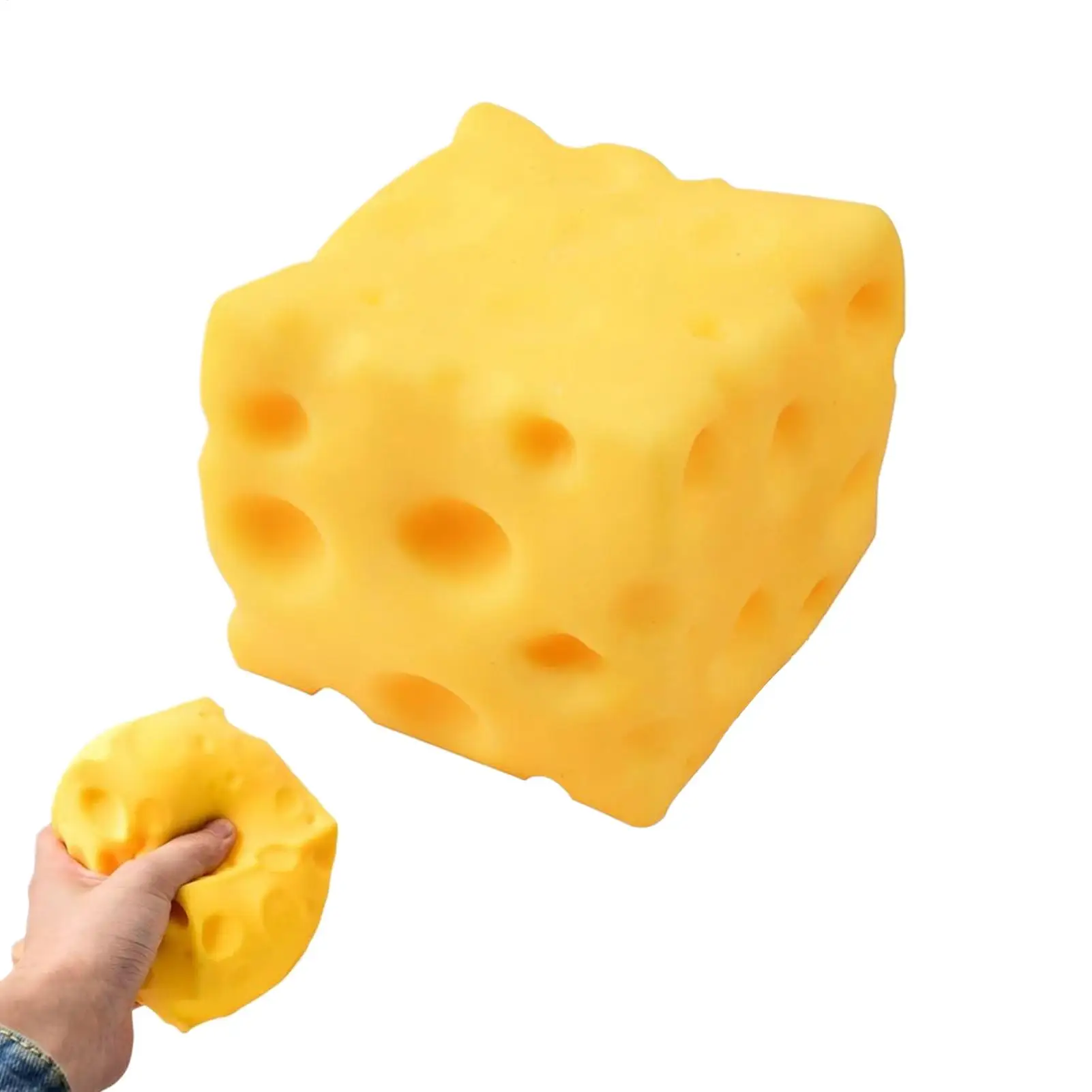 6/10/12CM Cheese Cube Stress Ball Shapeable Squeeze Decor Non-Bounce ASMR Sensory Anti-Stress Relief Gadget Gifts