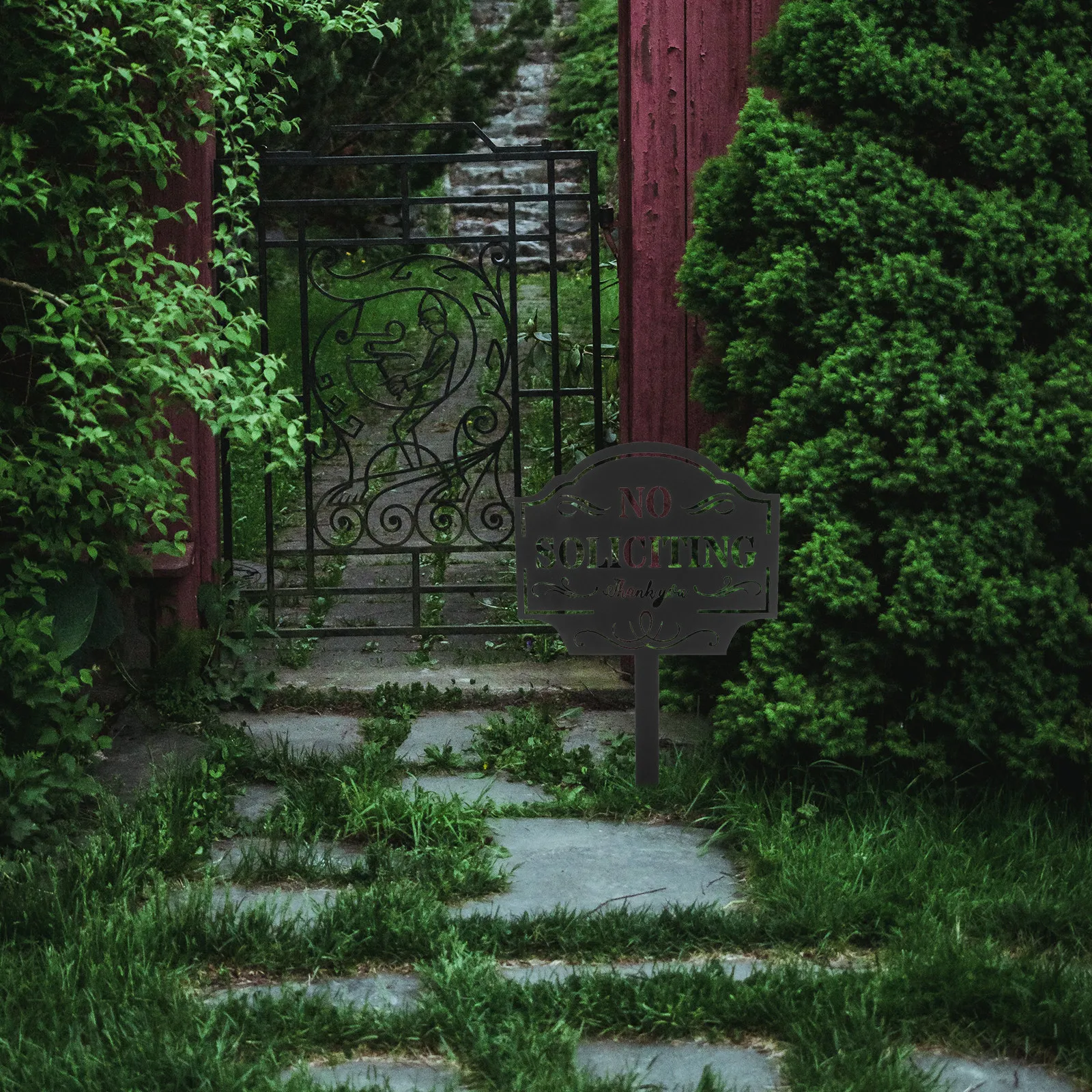 placa-de-metal-resistente-'proibido-solicitar'-decoracao-de-jardim-em-ferro-sinal-de-advertencia-externo-para-protecao-de-seguranca-e-privacidade-em-quintal-e-jardim