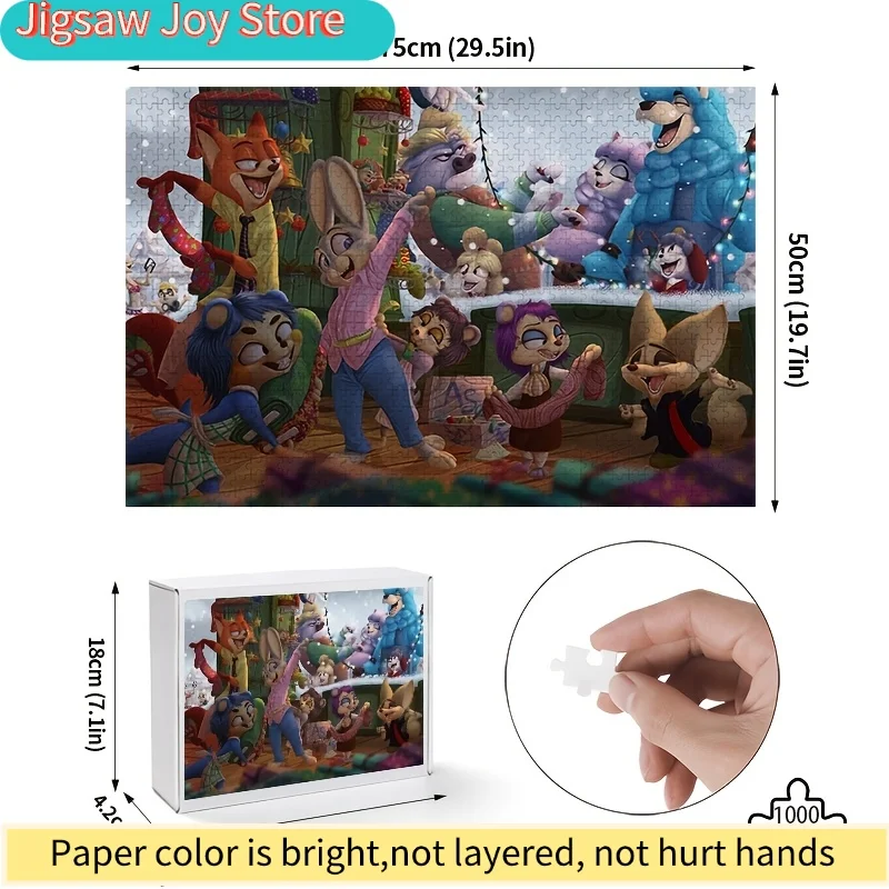 1000 ชิ้น จิ๊กซอว์โปสเตอร์ดิสนีย์ ซูโทเปีย จูดี้ และ นิค ไวลด์ - กิจกรรมสนุกๆ สำหรับครอบครัว, ภาพยนตร์, เกมวันเกิด, ของตกแต่งห้อง