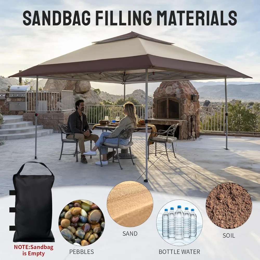 Gazebo pop-up 13x13, tenda a baldacchino, gazebo in liquidazione - Gazebo da esterno per mobili da giardino e da giardino - Tenda pop-up per carpa con