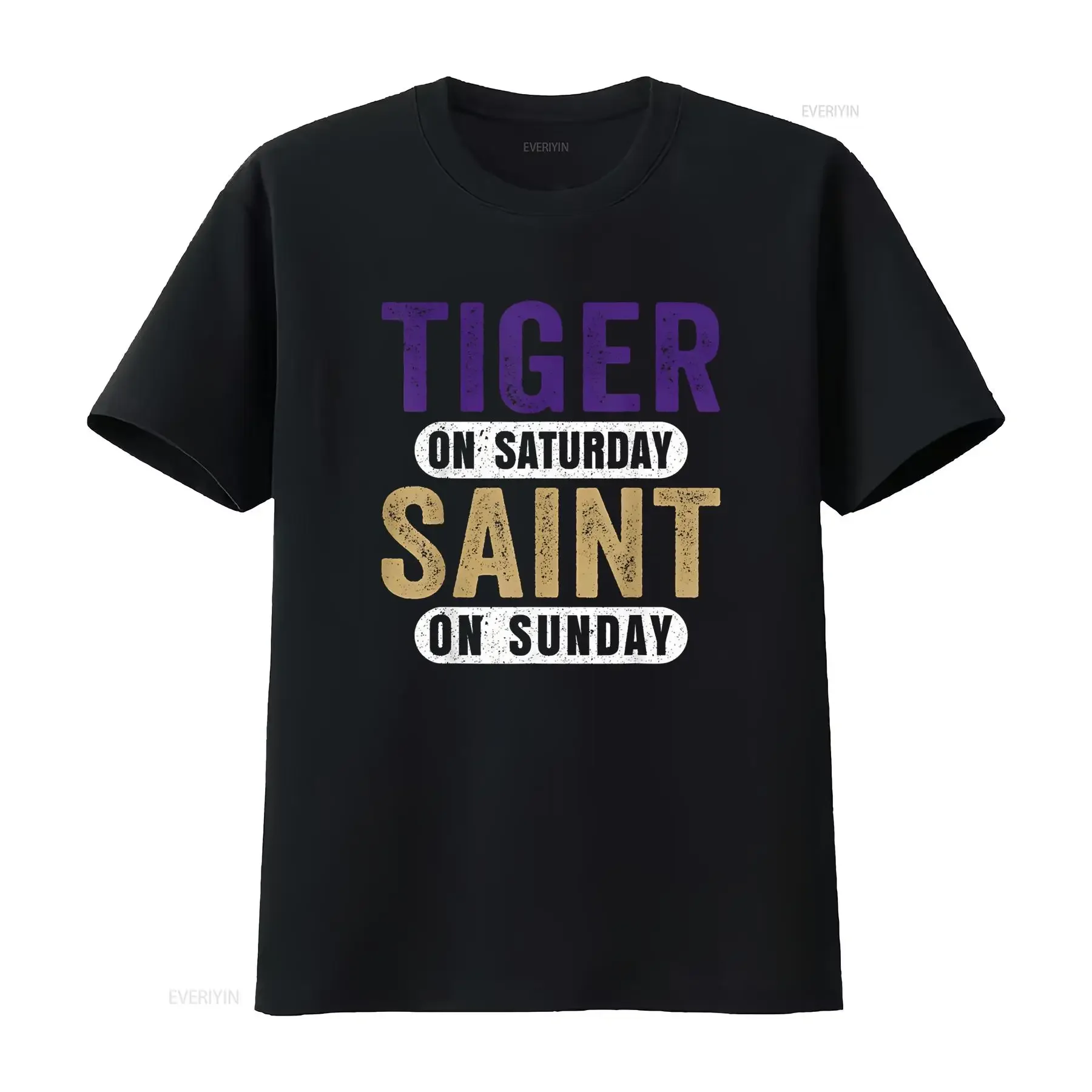 Tiger On Saturday Saint Sunday New Orleans Funny Game Day T Shirt vintage Washed Top For Everyday Wear graphic fashion Stylish