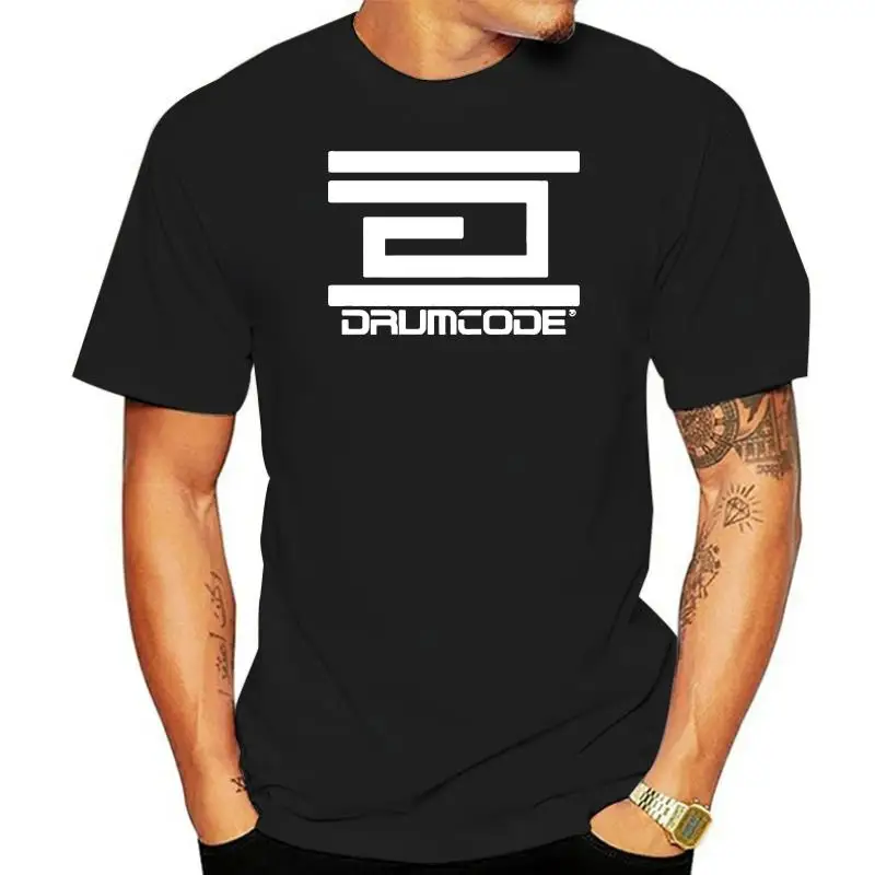 Drumcode Swedish Techno Label Logo Men Black White T Shirt  New Summer Men 100% Cotton Cool Short Sleeve Tee Shirts