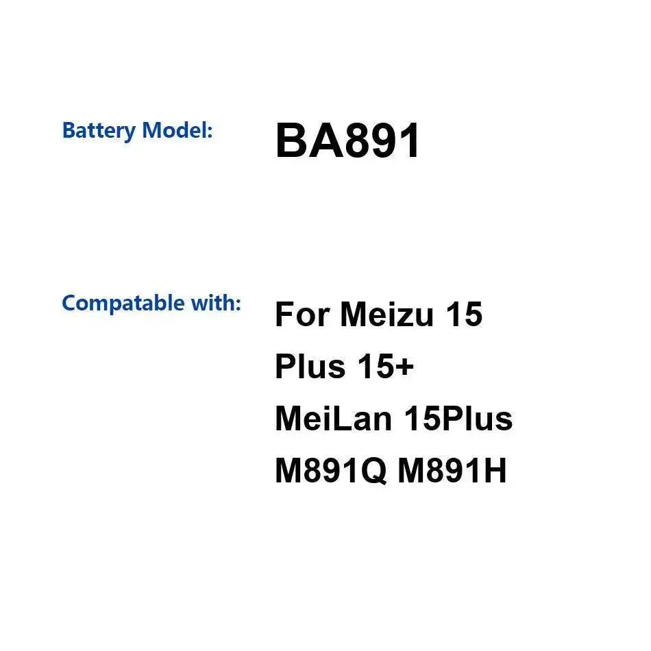 

Высокая производительность для Meizu Meilan 15 Plus 15 + M891Q M891H аккумулятор мобильного телефона надежная мощность BA891 3060 мАч