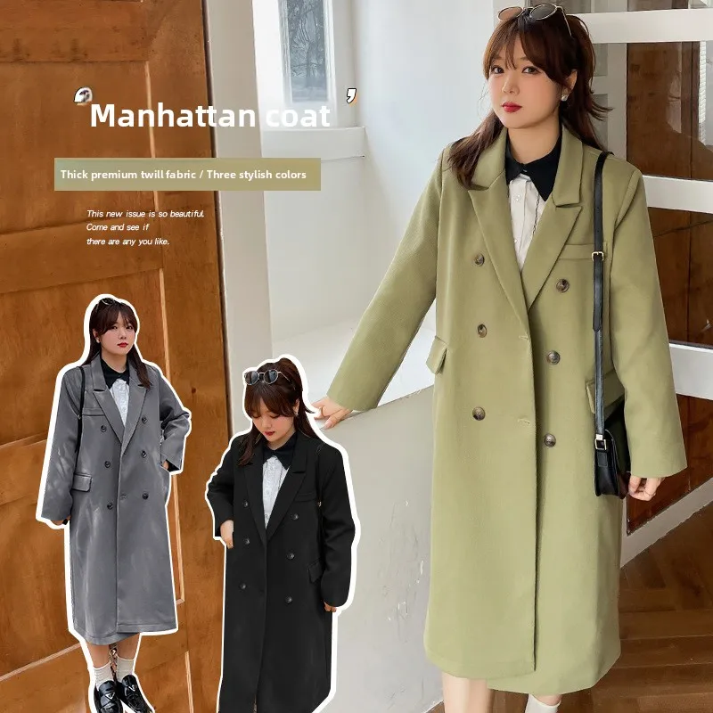 

Chic Korean Style Women's H-Shape Coat 7822 Xuanchen plus Size Autumn Winter New Arrival Medium Length Windbreaker