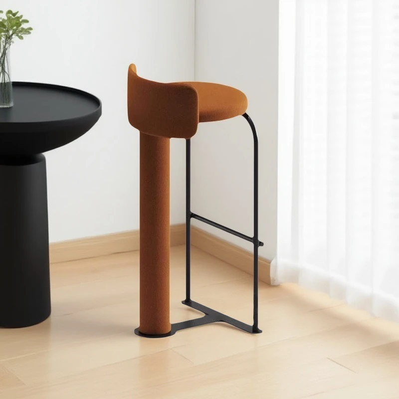 Nordic metal bar chair solid wood high stool light luxury cafe