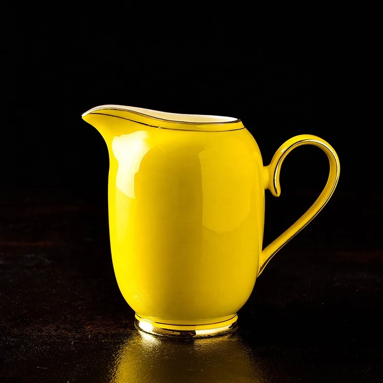 Yellow Glazed Tea Set Tea Pot Cup Dish Set 15 Head Coffee Set Gift