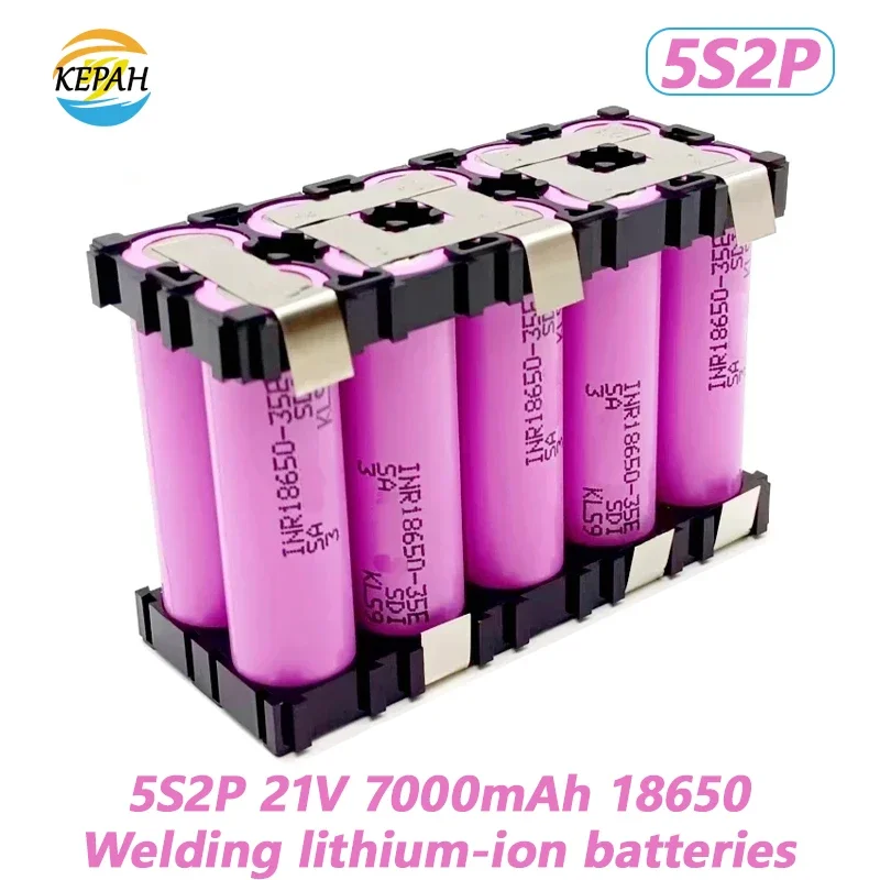 100% جديد 18650 35E 7000mAh بطارية حزمة مخصصة 3S2P 4S2P 5S2P 6S2P 16.8V 21V 25.2V لبطاريات مفك البراغي لحام البطارية #3