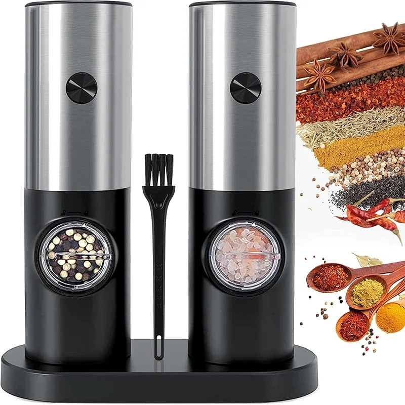 Battery Powered Electric Salt And Pepper Grinder, Adjustable Coarseness Refillable Mills, Kitchen Gadget Tool