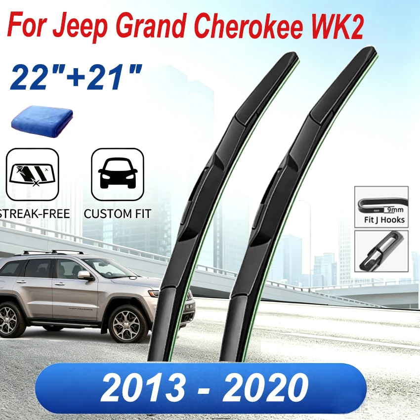 For Jeep Grand Cherokee WK2 2013-2020 Car Front Wiper Blades Soft Rubber Windscreen Wipers Auto Windshield 22