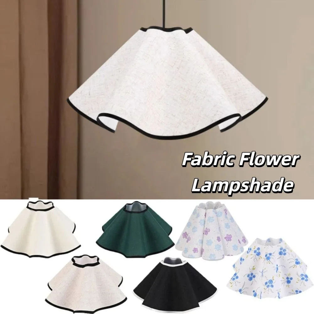 Decorative Linen Fabric Petal Table Lamp Shade Flower Pattern Elegant Table Lamp Shade Handmade Retro Lamp Shade Bedroom