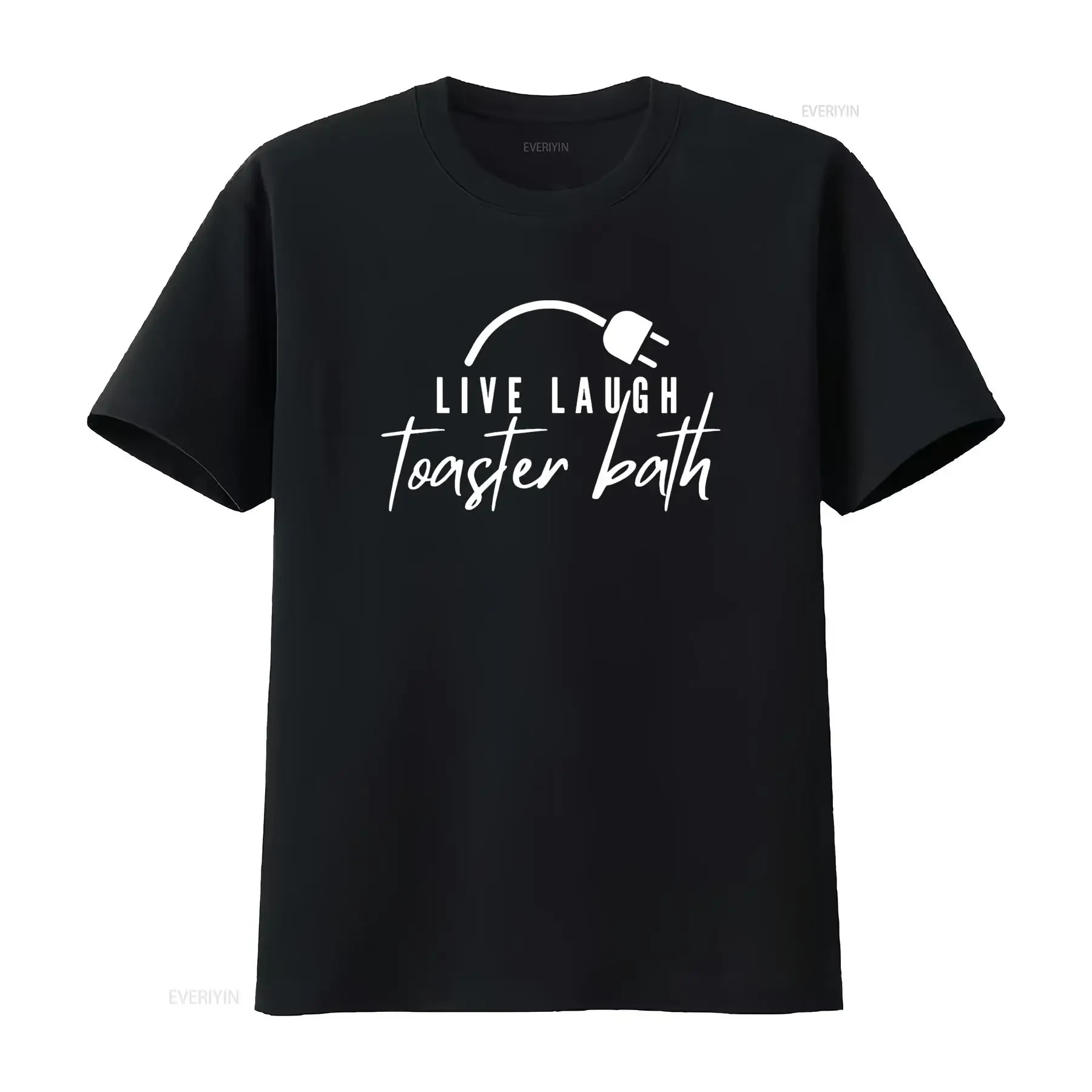 live laugh toaster bath T Shirt vintage Washed Casual Top For Everyday Wear Stretched Versatile Soft homme fashion Breathable