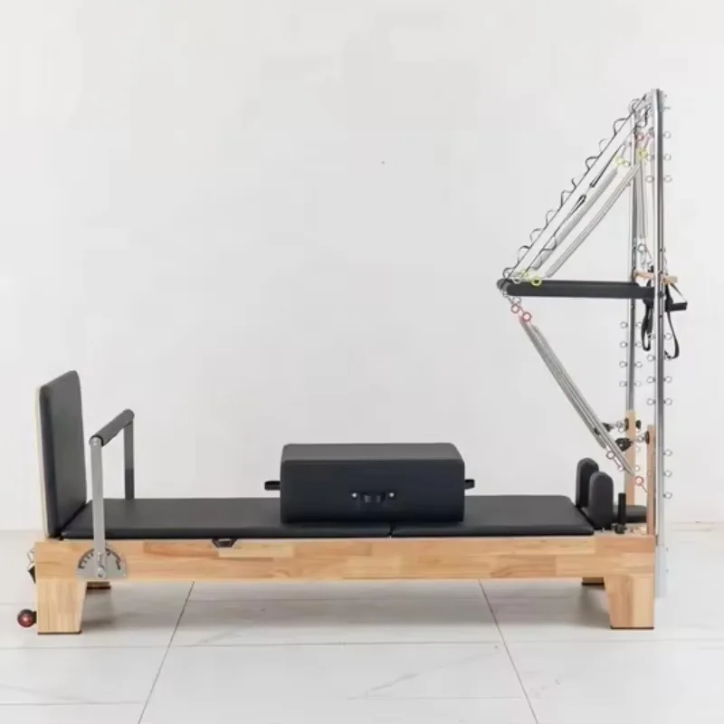 YTYIN High-End Portable Oak Reformer With Half Trapeze For Body Training In Yoga & Pilates Studios Durable Pilates Bed