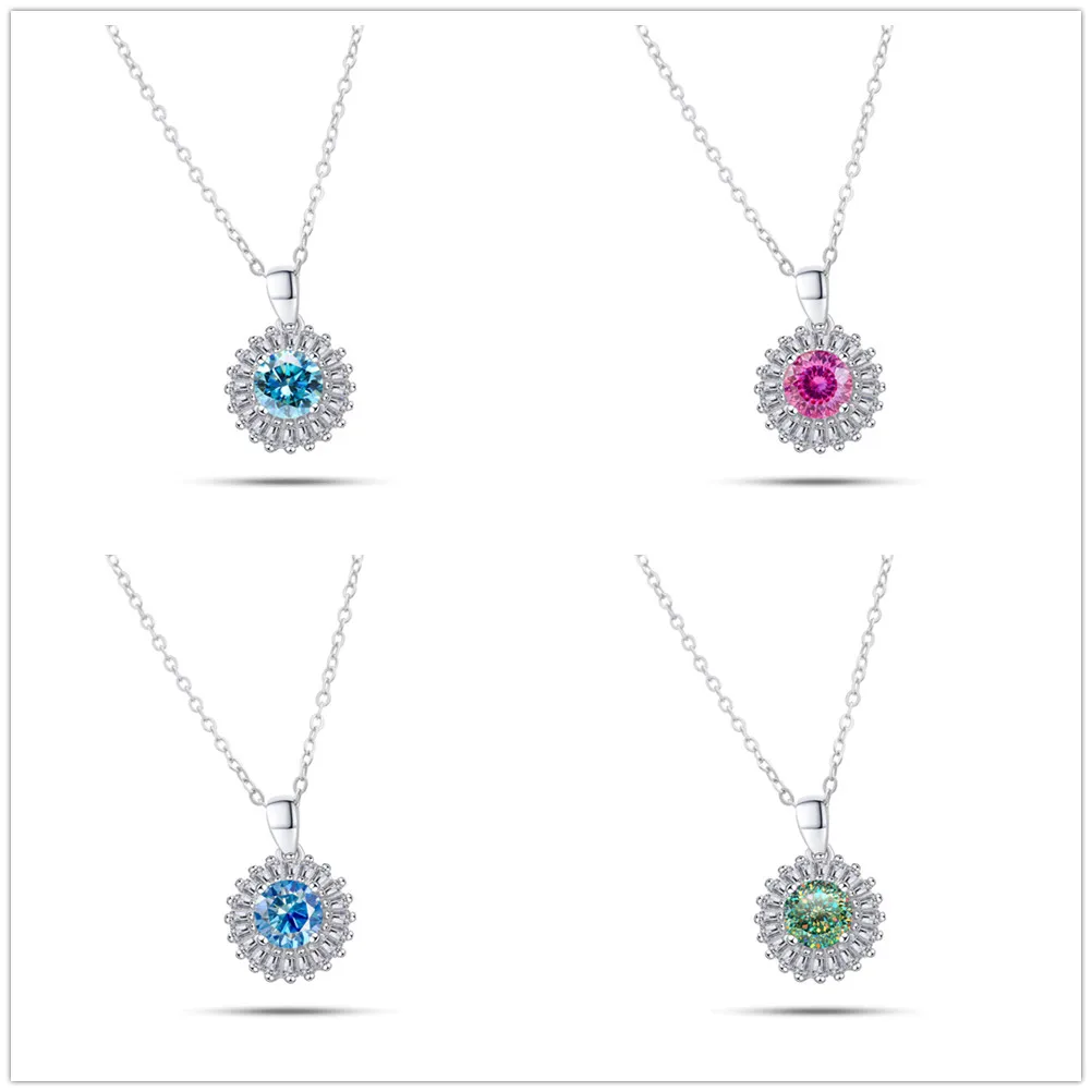 

Подвеска из муассанита 1,0 карата 6,5 мм для женщин, стерлинговое серебро 925 пробы, лабораторное бриллиантовое ожерелье из белого золота, свадебные украшения