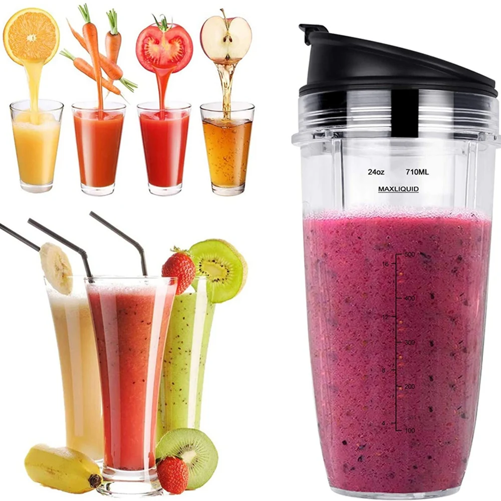 Frullatore di ricambio A69X per tazze Nutri Ninja da 24 Oz BL480/BL640 /BL680 Nutri Blender Auto IQ Series con coperchio sigillante e spazzola da 1 pezzo