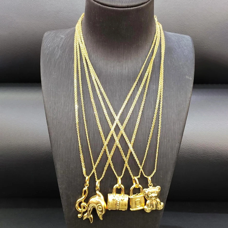 Gold Plated Chain and Pendants for Man Women African Dubai Copper Jewelry Accessories S Size Elephant Cross Vintage Party Gi