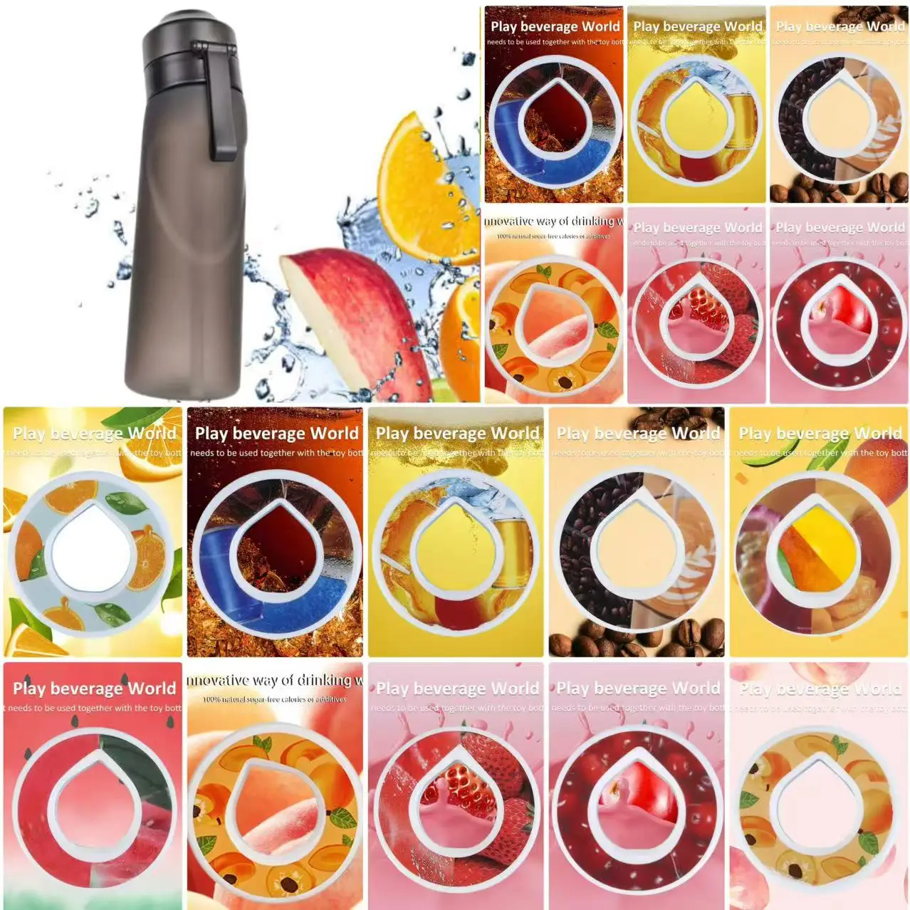 Flavored Gourde Drinkfles with 1/3/5 Pods 650ml Parts Water Bottles Kids Aroma Pod Borraccia Starter Set Botella De Agua
