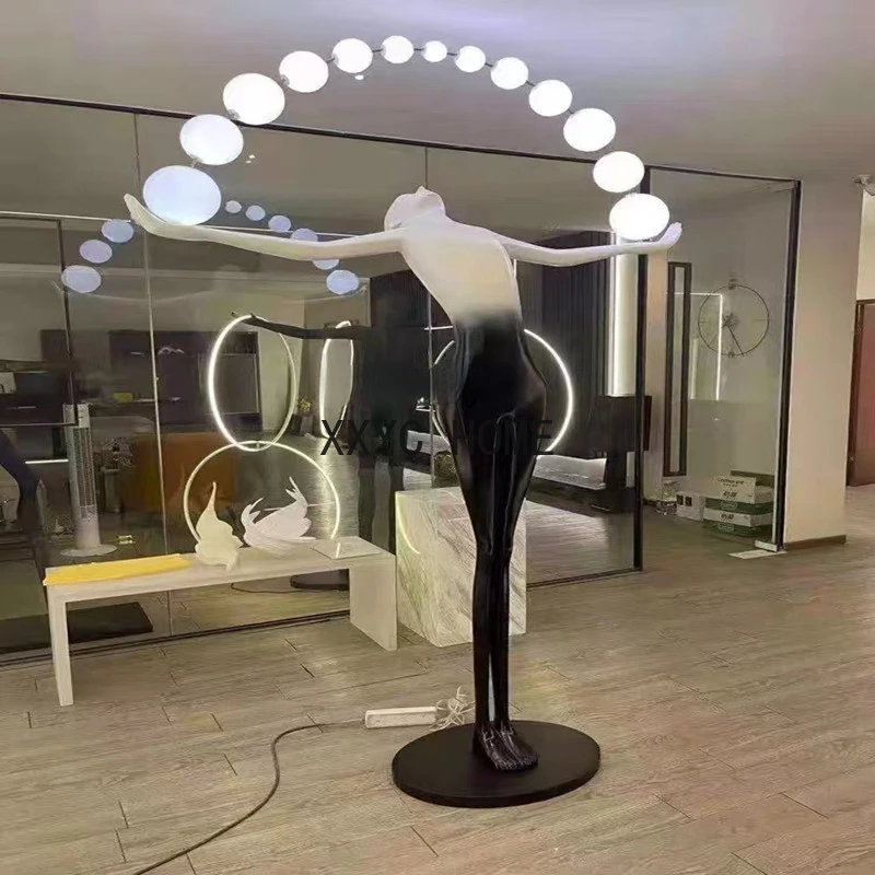 Humanoid Art Sculpture Floor Lamp Designer Sales Department Large Figure Decoration Lamp